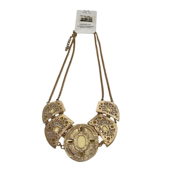 Contemporary Gold Metal Chain Pendant Necklace & Pierced Earrings Set Fashion - Picture 2 of 12